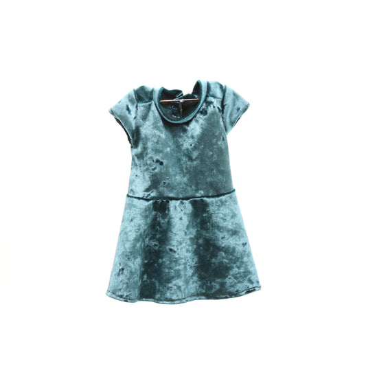 Short sleeve Crushed Velvet Teal dress