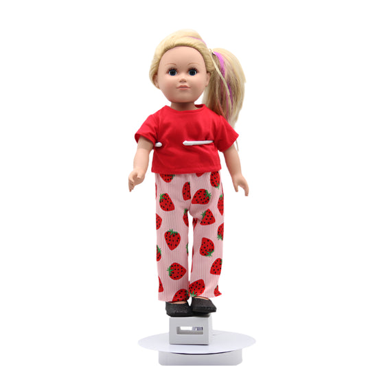 18" Red Tee shirt with Pink slack decorated with red strawberries