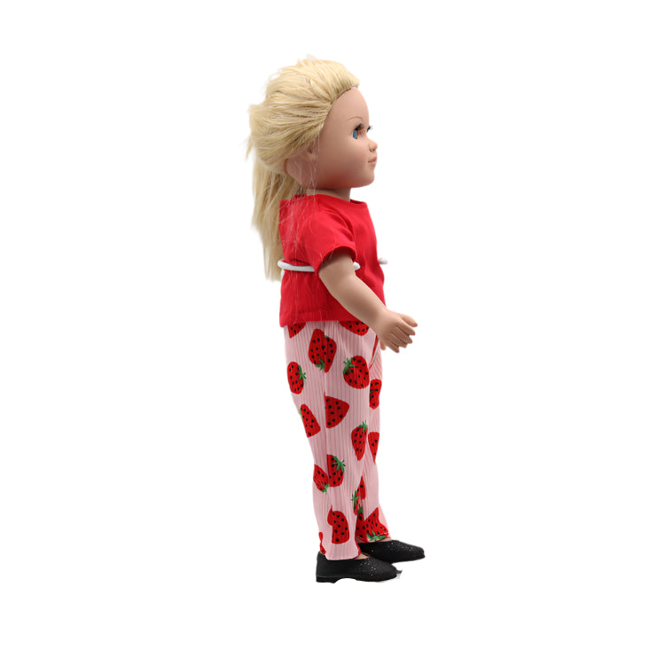 18" Red Tee shirt with Pink slack decorated with red strawberries