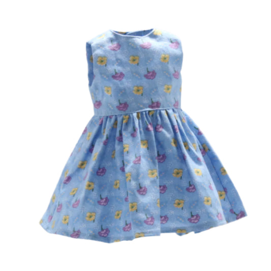18" Light Blue Dress with Purple and Yellow Flowers