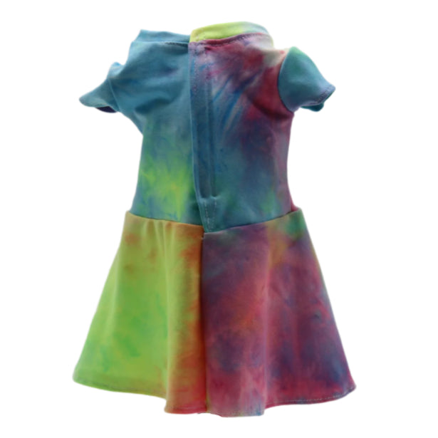 18" Doll Dress Multi Color Blue, Yellow, Dye T-Shirt Knit