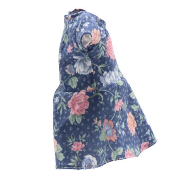 18" Doll Dress Federal Blue with Mauve and Blue Flower Knit Dress