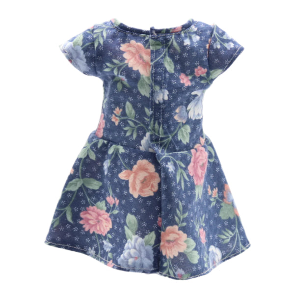 18" Doll Dress Federal Blue with Mauve and Blue Flower Knit Dress