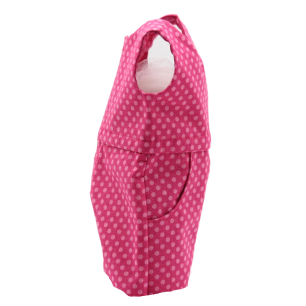 18" Doll Romper Dark Pink with Light Pink Dots Cotton Romper