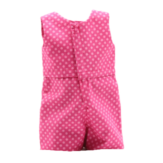 18" Doll Romper Dark Pink with Light Pink Dots Cotton Romper