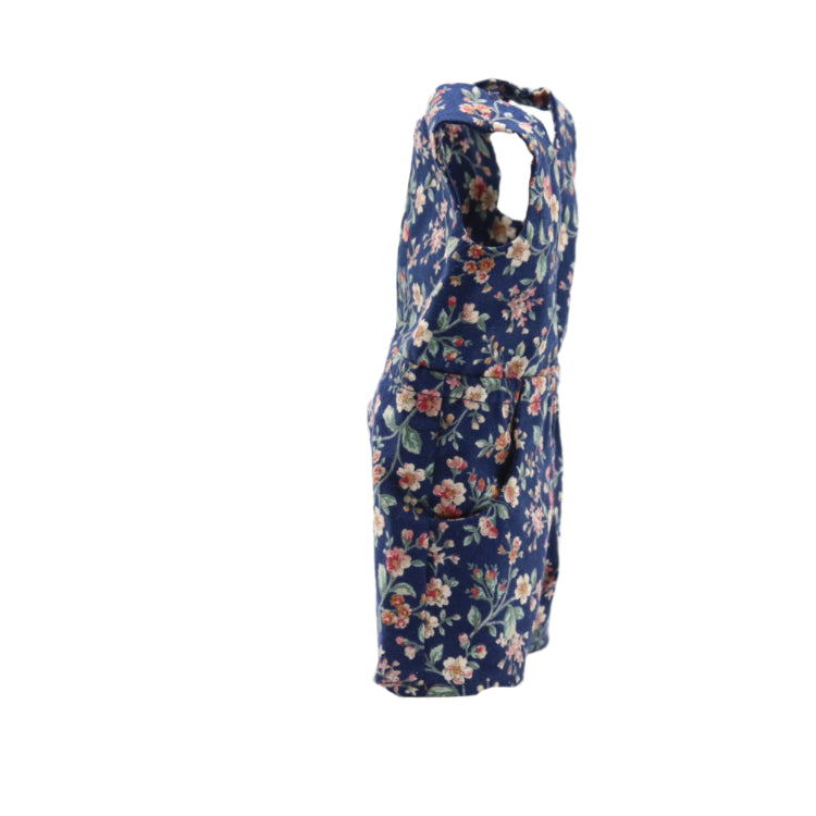 18" Doll Romper Navy Blue with Tiny Flowers Cotton Romper