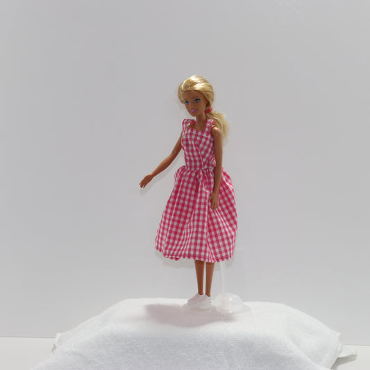 Pink and White Checkered Short Sleeve Dress