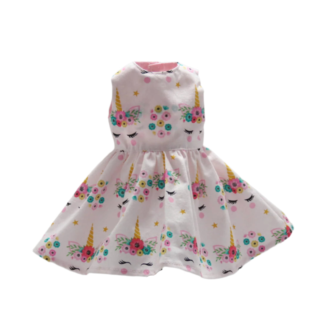 18 inch short sleeve pink unicorn dressed.