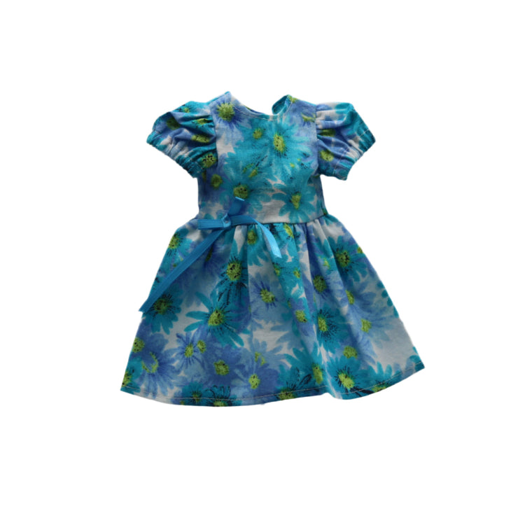 Short sleeve Blue Flowered Cotton Dress