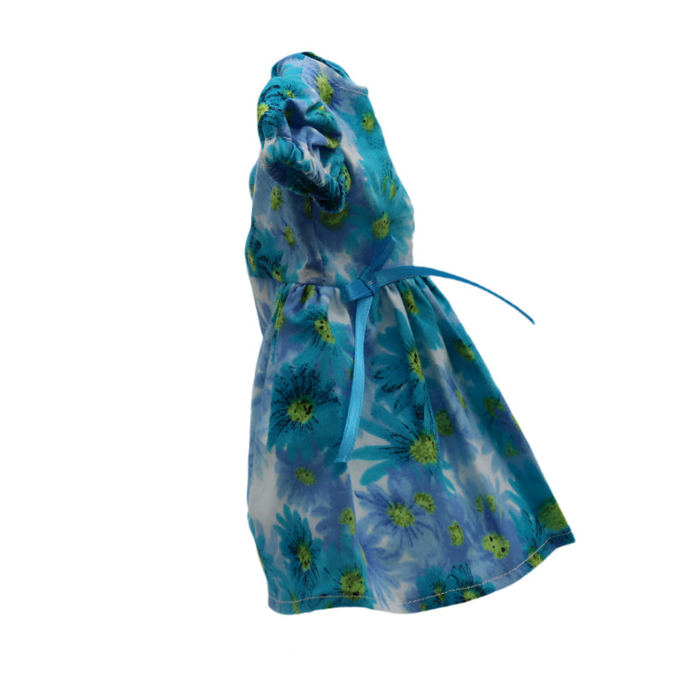 Short sleeve Blue Flowered Cotton Dress