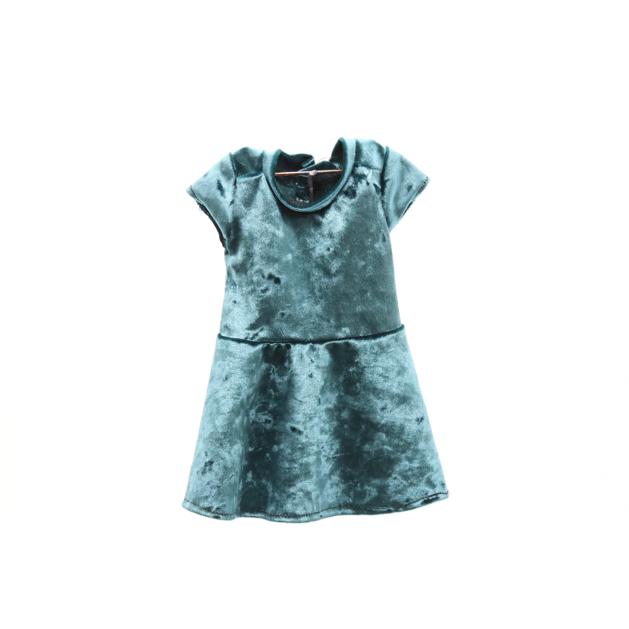 Short sleeve Crushed Velvet Teal dress