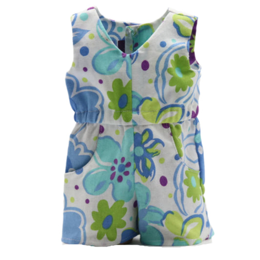 18" Doll Romper Lime Green Floral Romper