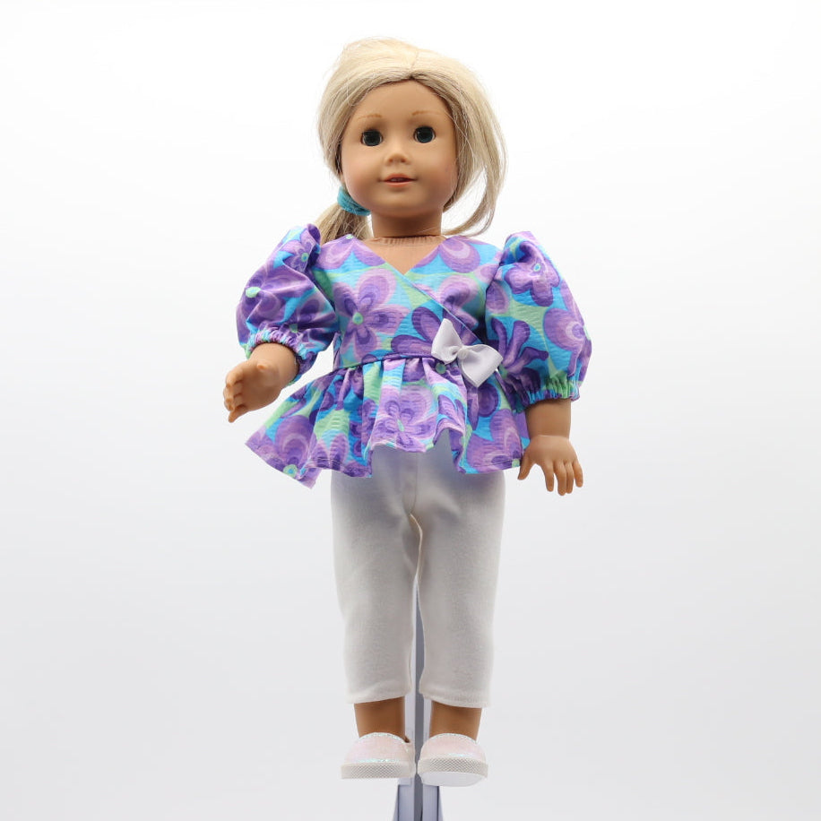 Cotton Seersucker with Shades of Purple and Aqua / White bottom Knit