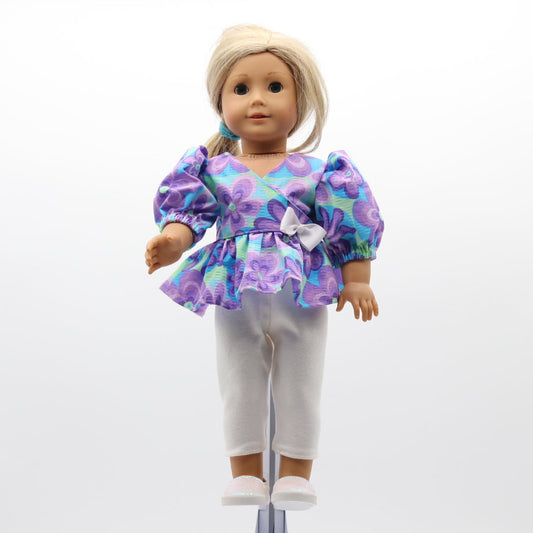 Cotton Seersucker with Shades of Purple and Aqua / White bottom Knit