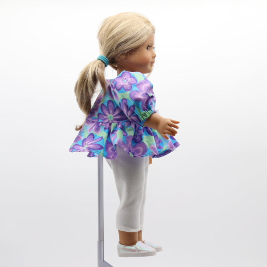 Cotton Seersucker with Shades of Purple and Aqua / White bottom Knit