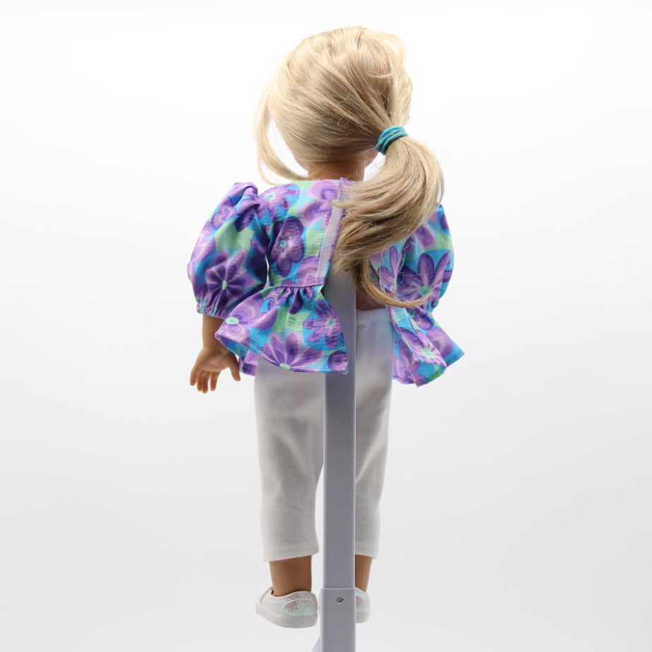 Cotton Seersucker with Shades of Purple and Aqua / White bottom Knit